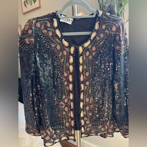 Excellent condition - Women’s Medium Sequin Jacket Vintage 100% Silk